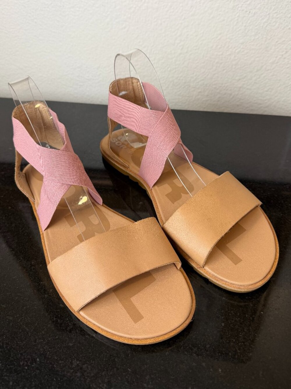 SOREL Women's Ella II Flat Sandal Honest Beige And Fraser Pink Size 9.5